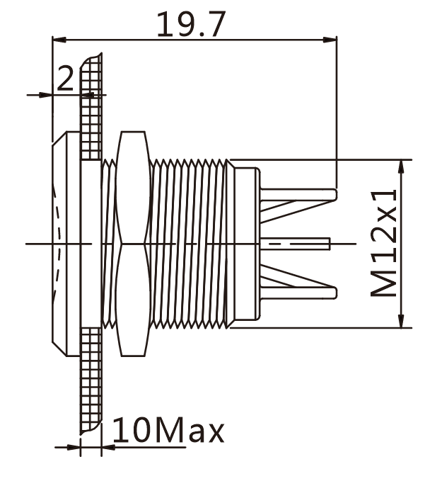 J12-170P-RA2 teknik çizim yandan görünüş
