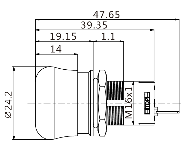 J16-812-E teknik çizim yandan görünüş