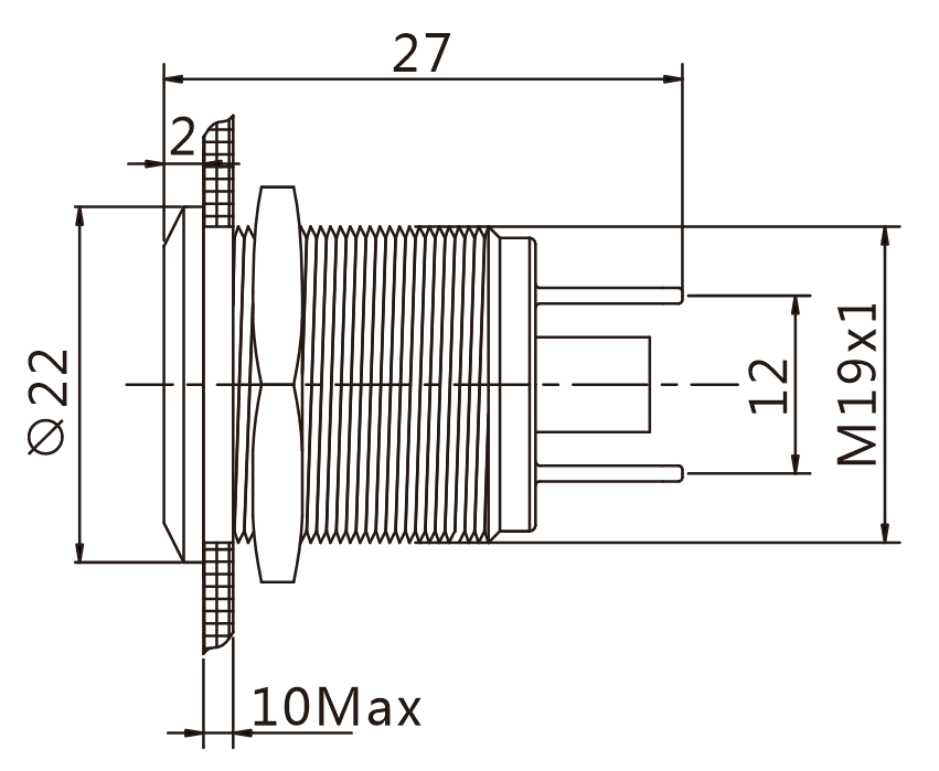 J19-170P-RA2 teknik çizim yandan görünüş