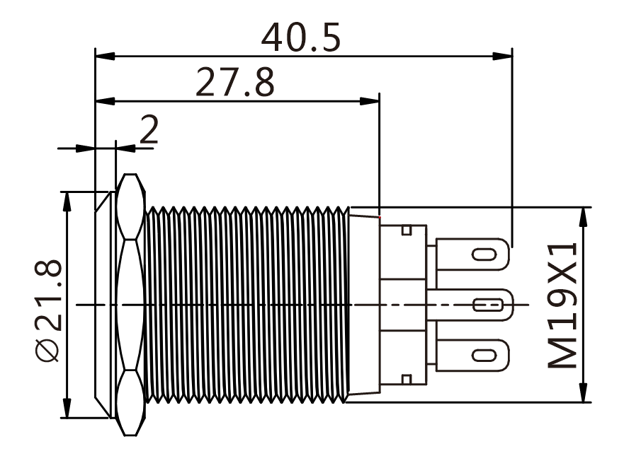 J19-211 teknik çizim yandan görünüş
