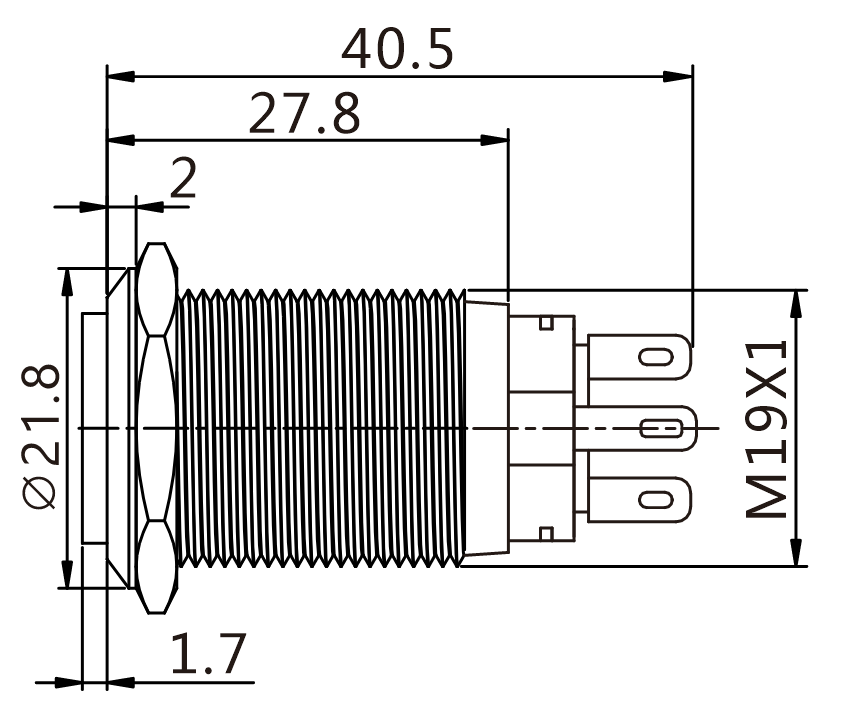 J19-221 teknik çizim yandan görünüş