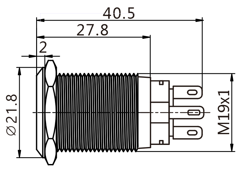 J19-272-BD teknik çizim yandan görünüş