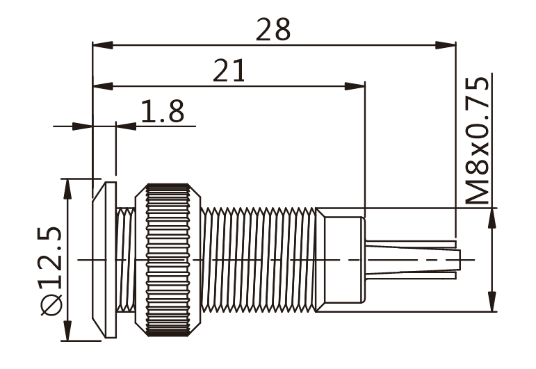 J8-130P-YA2 teknik çizim yandan görünüş