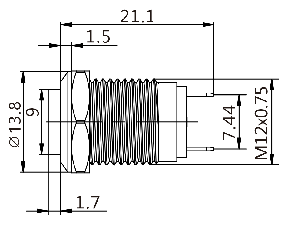 J12-221 teknik çizim yandan görünüş