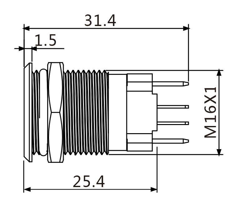 J16-C-271-YA2 teknik çizim yandan görünüş