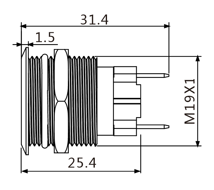 J19-C-311 teknik çizim yandan görünüş
