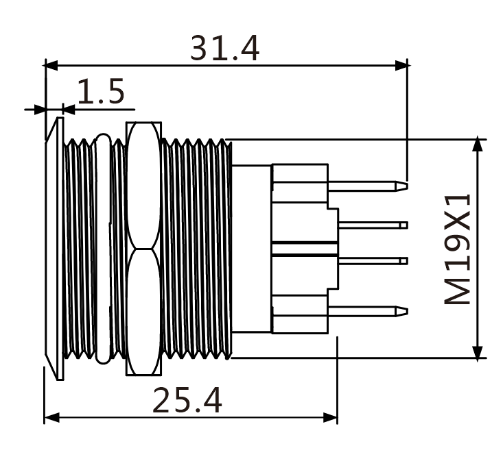 J19-C-371-GA2 teknik çizim yandan görünüş