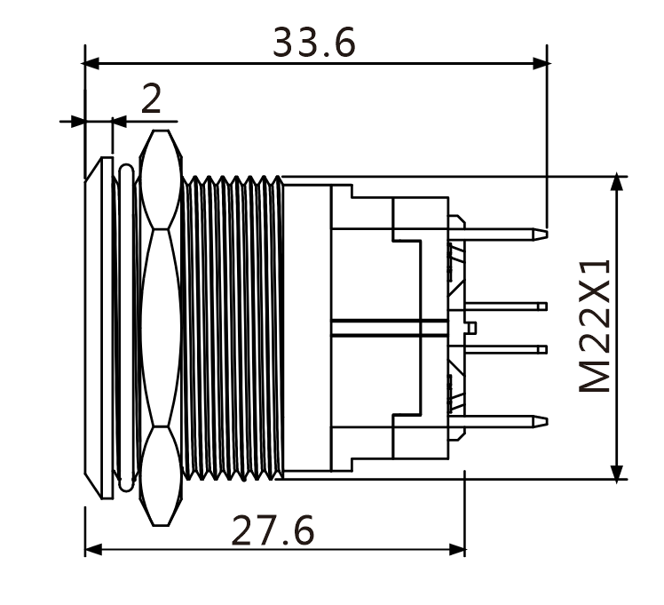 J22-C-372-P-RGBA2 teknik çizim yandan görünüş