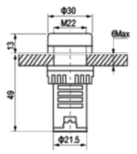 LEAGLO AD22-22SM buzzer teknik çizim ve ölçüler
